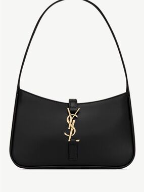 YSL Saint Laurent Smooth Leather Shoulder Bag - Black with Gold Hardware